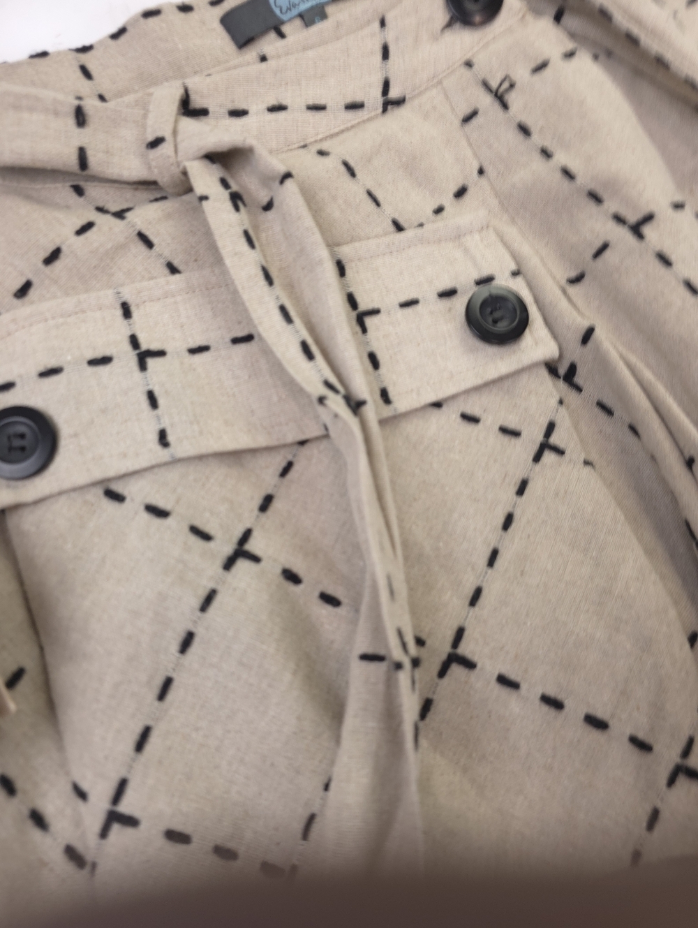 Anthropologie Eva Franco Windowpane Belted Pocket Detailed Wrapped Skirt - Sz 6 - Picture 11 of 16